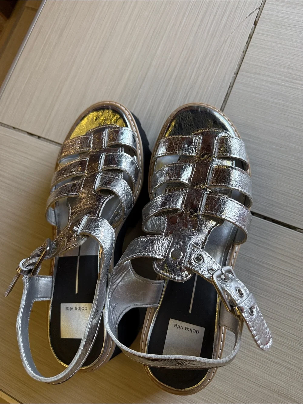 Dolce Vita Metallic Silver Gladiator Sandals